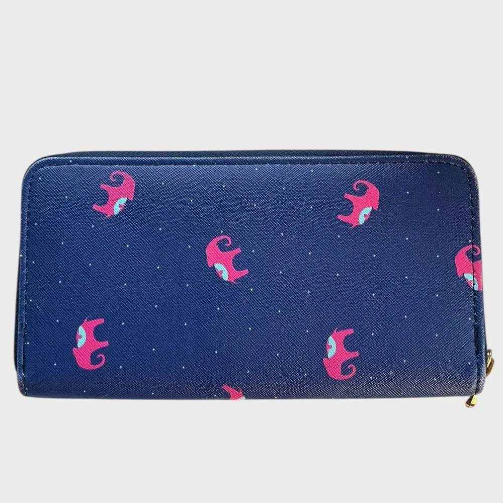 Charlie Paige Elephant Print Zip Around Wallet Navy Pink Long Wallet